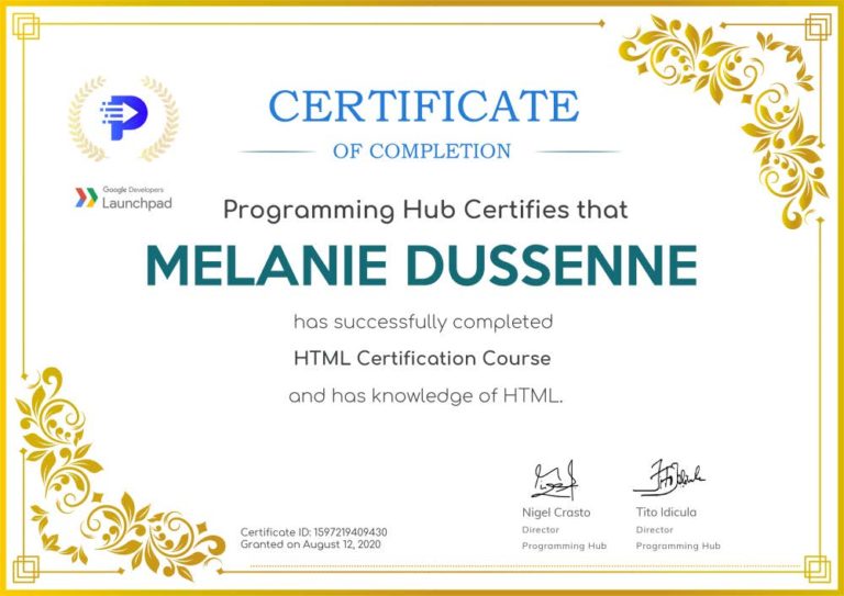 html certification