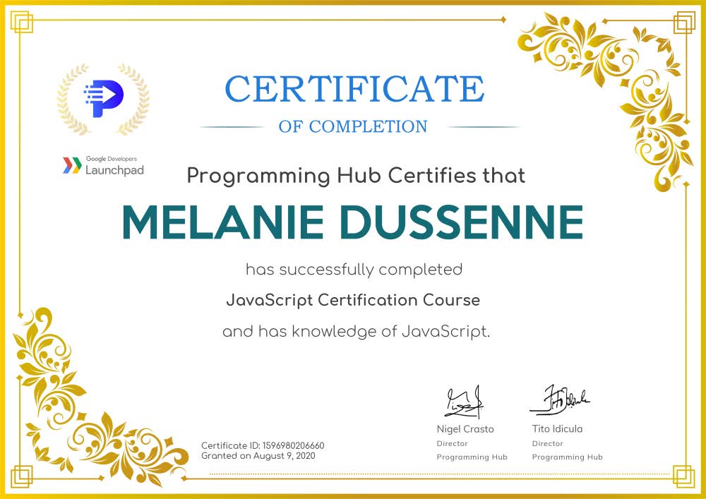 Certification Javascript